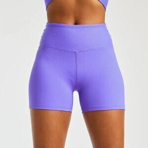 Year of Ours Volley Short Grape Purple Ribbed Biker Shorts Athletic NWT Size XL
